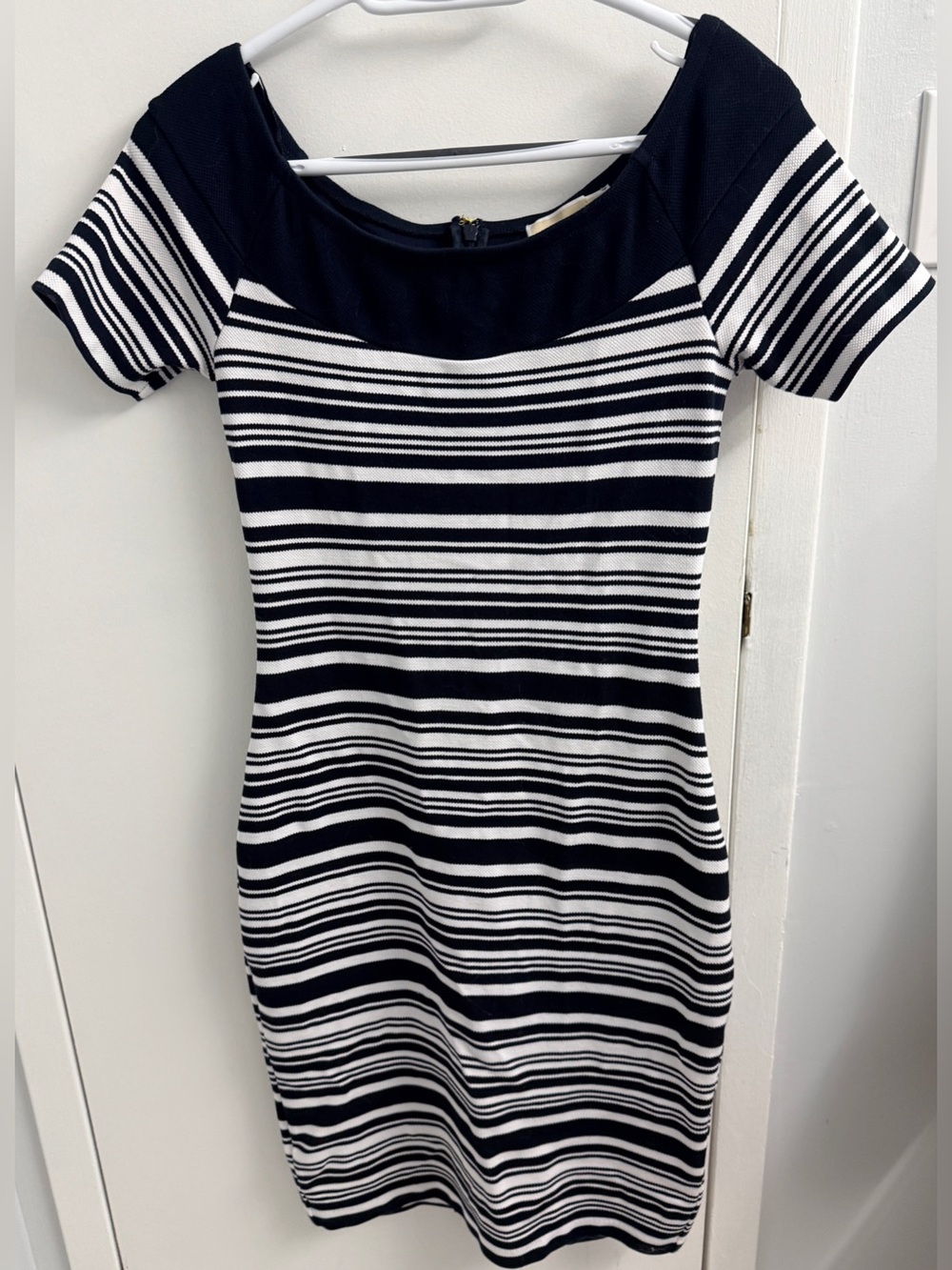 Michael Kors Navy & White Striped Bodycon Dress (Size S)